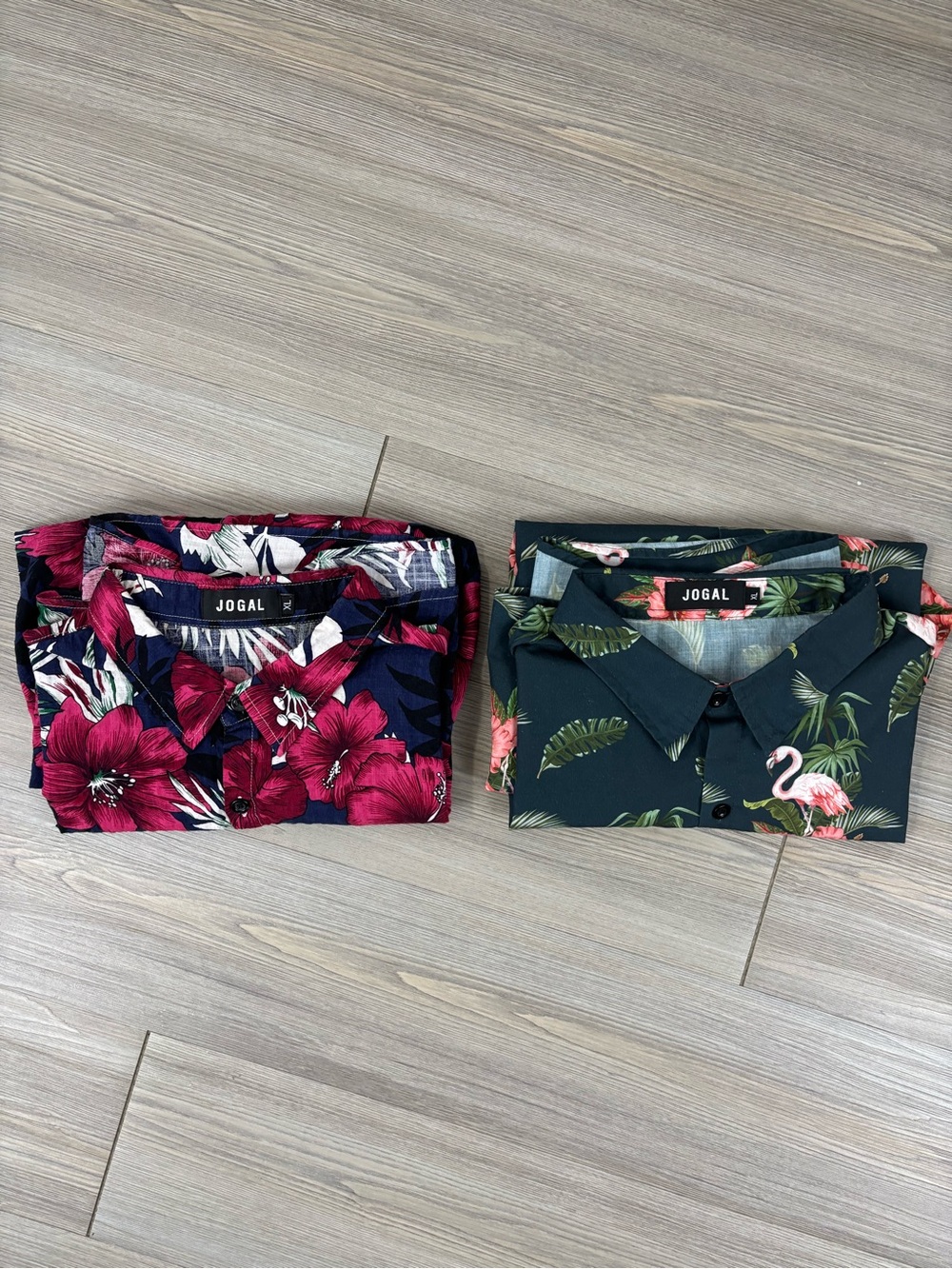 JOGAL Hawaiian Men's Floral Button-Down Shirt - Pink Floral lot of 2